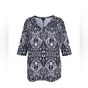 Jones New York Women’s Black and White,Pink Paisley Floral Blouse Size X1 boho